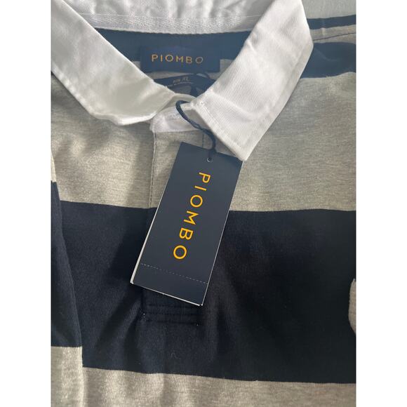 Piombo Men's Long Sleeve Striped Polo Sweatshirt Gray/Black Size XLarge NWT - Picture 11 of 11